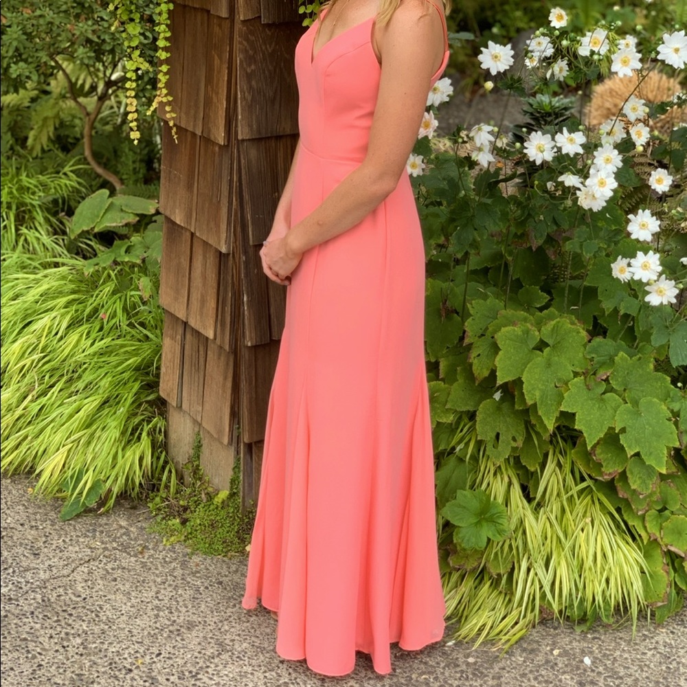 Vera Wang Coral chiffon spaghetti strap dress